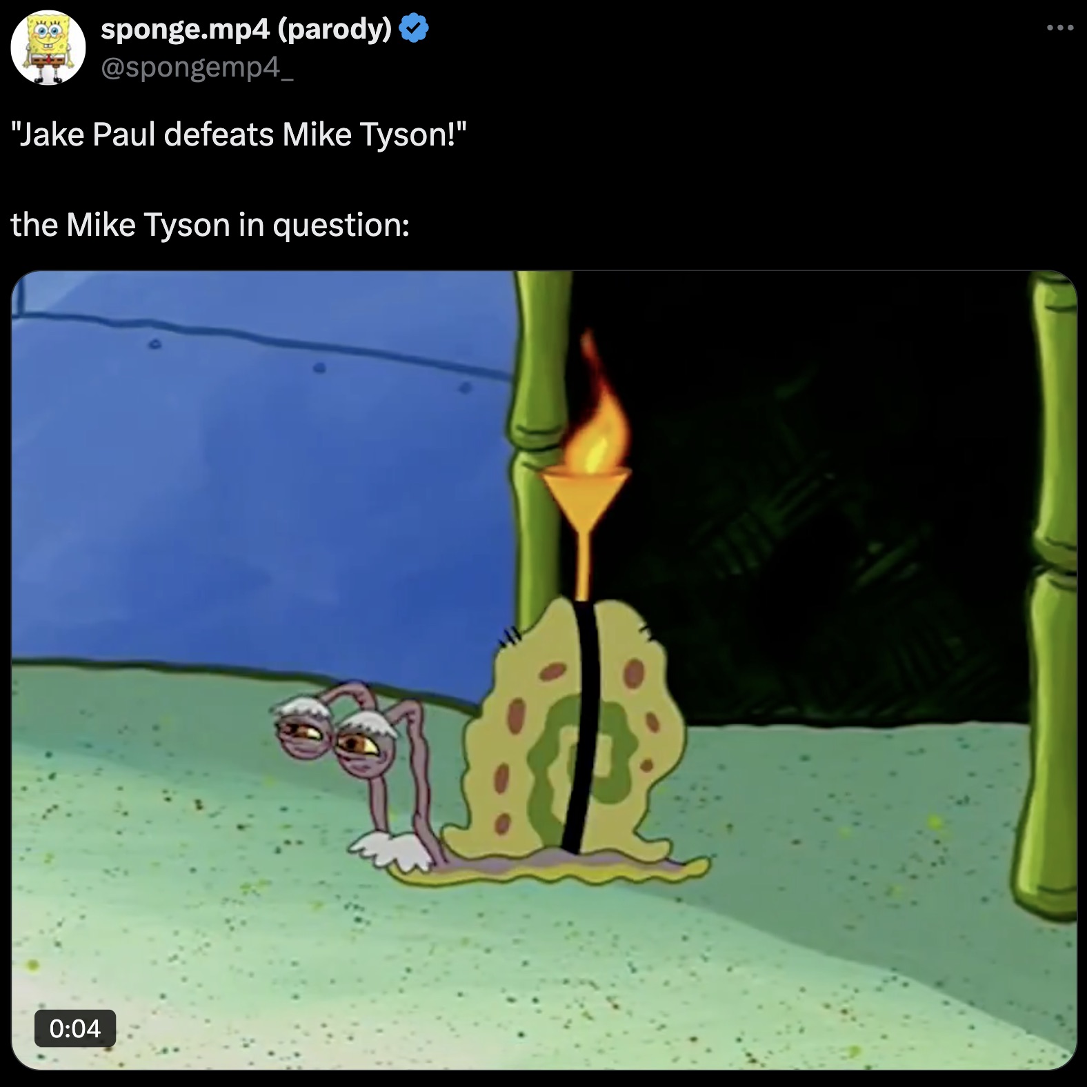 spongebob lightning larry gif - sponge.mp4 parody "Jake Paul defeats Mike Tyson!" the Mike Tyson in question